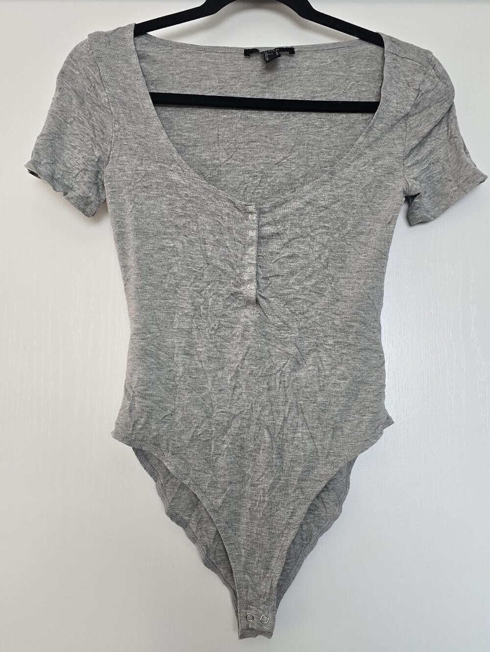 Forever 21 - Grey Short-Sleeve Bodysuit With Snap Closure